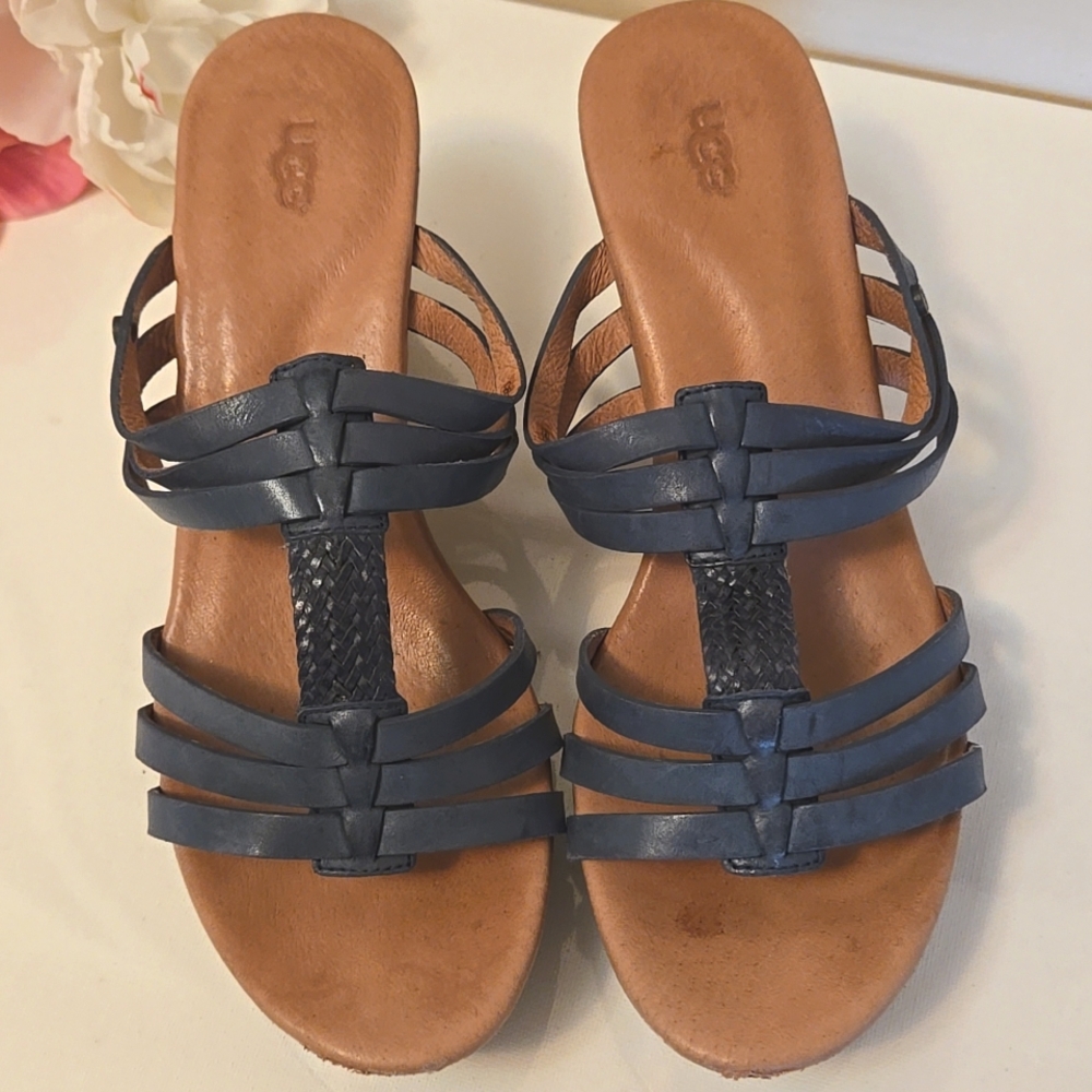 UGG Mattie Wedge Leather Sandals 8